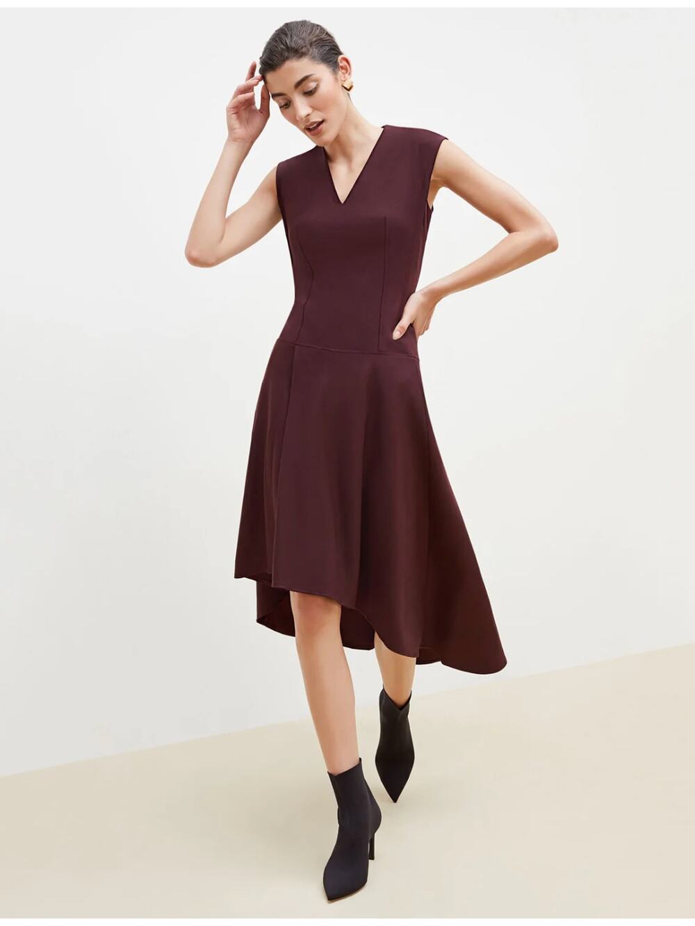 M.M. LaFleur The Kelsey Dress - Sharkskin in Garnet Sz 14